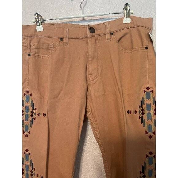 BDG Womens High Rise Cigarette Ankle Jeans 30X30 Aztec Embroidered Tan/Pink Pant - Picture 4 of 6